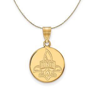 14k Yellow Gold U. of New Orleans Medium Disc Necklace - 22 Inch